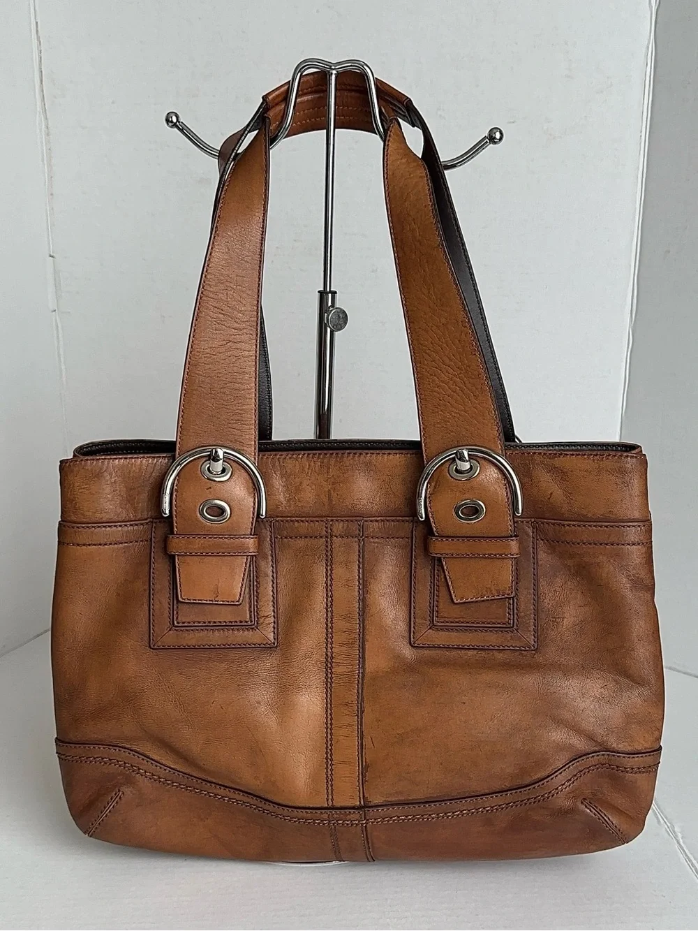 Coach Legacy Leather Tote Bag Tan Cognac Shoulder Handbag F12303